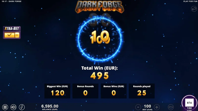 Dark Forge - mode Bonus Super Free Spins dengan palet gelap