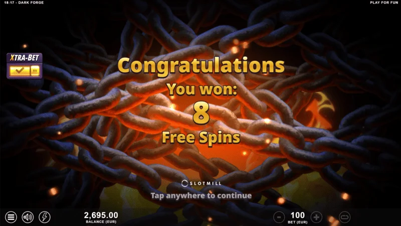 Dark Forge - memicu Free Spins dengan tiga Scatter